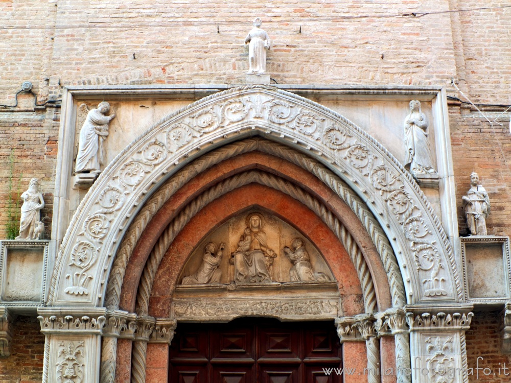 Pesaro (Pesaro e Urbino, Italy) - Upper part of the portal of the Sanctuary of Our Lady of Grace